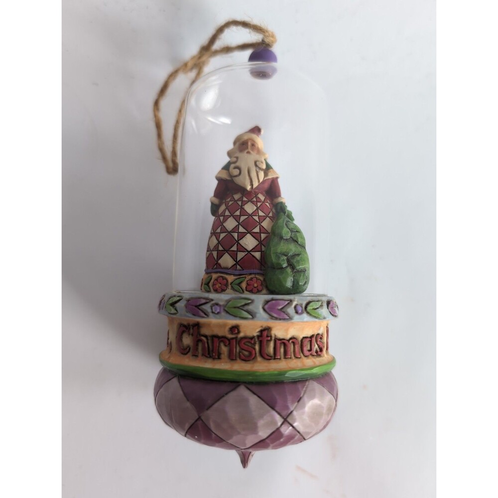 Jim Shore Christmas Ornament Heartwood Creek 2008 Santa Glass Domed